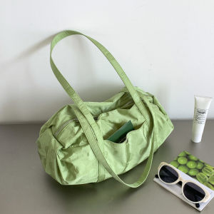 New Korean Style Nylon Dot Foldable Tote Shoulder Bag Large Capacity Lightweight Casual Polka Dot Commute Tote Bag for Women