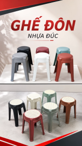 GHẾ ĐÔN TRÒN MẶT MÂY MA6820 - Nhựa PP Cao Cấp Thiết Kế Hiện Đại Kích Thước 34x34x48cm Màu Đen/Xanh/Ghi/Nâu/Kem/Đỏ Chắc Chắn Chống Thấm Nước Phù Hợp Gia Đình Quán Ăn Cafe Homestay