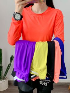 Slimming Effect Sports T-Shirt Quick Dry Long Sleeve round Neck Fitness Yoga Running Top Breathable Ultra Light Outdoor Gear