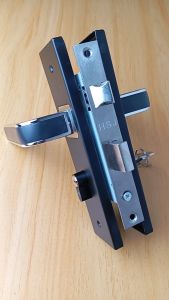 Handle Set Kunci Pintu 20-25 cm Tanggung Hitam Premium Ring Crome