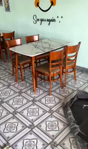 Bộ bàn ăn Cabin gia đình phủ nhựa giả đá sang trọng hàng loại 1