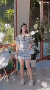 H6ชุดเซตสาวไซส์มินิ-ลายโบใหญ่2ชิ้น เสื้อ+กระโปรงขาสั้นผ้าท๊อฟฟี่ รุ่นใหม่ผ้าเนื้อดี