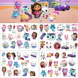 Gabbys Birthday Party Theme Tattoo Stickers Disposable Water Transfer Print Childrens Festival Decoration Supplies