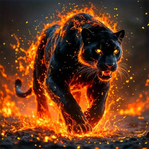 Huacan 5D Diamond Painting Fire Leopard Rhinestones Picture Embroidery Animal Diamond Mosaic Decor For Home Craft