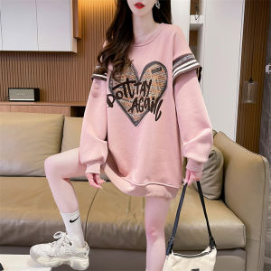 เสื้อสเวตเตอร์คอกลมแขนยาวทรงหลวมสไตล์เกาหลีสำหรับผู้หญิงในฤดูใบไม้ผลิและฤดูใบไม้ร่วง