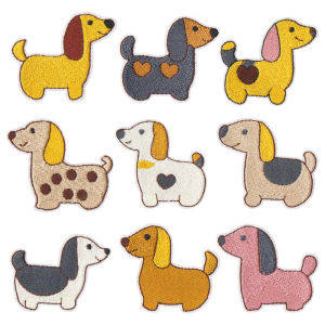 9Pcs Cartoon Dog Embroidery Patches Iron On Sew On Stickers Cute Pet Appliques for Kids Clothes Bags & DIY Crafts Decoration