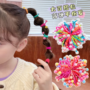 ริบบิ้นผูกผมแบบใหม่สำหรับเด็กผู้หญิงที่ไม่ทำลายเส้นผม ยางยืดสำหรับเด็ก ถุงยางยืดสีสันสดใส เครื่องประดับผมสำหรับเด็ก