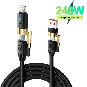 Cáp Sạc Nhanh USB C 4 Trong 1 240W PD Truyền Dữ Liệu Cho iPhone 17/16 Pro Max Xiaomi Samsung Và Các Điện Thoại Thông Minh Khác