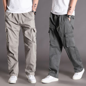 Quần Dài Nam Mùa Hè Mỏng Nhiều Túi Ống Đứng Rộng Rãi Quần Áo Làm Việc Ngoài Trời Cỡ Lớn Thể Thao Quần Dài Cotton Nguyên Chất Thường Ngày