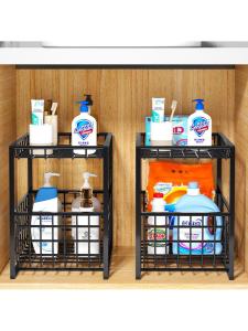 Bathroom Kitchen Sink Storage Rack Multi-layer Shelf Washing Basin Cabinet under Sink Organizer Stainless Steel Utility Rack