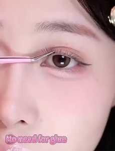 Bqi Cluster Lash False Eyelashes Reusable Waterproof Glue Free Idol 3D Fake Lashes Natural Look