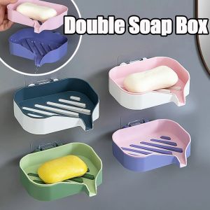 Sáng Tạo Đấm Miễn Phí Hộp xà phòng Treo Tường Xả khay đựng xà phòng Món Ăn Túi đựng đồ vệ sinh cá nhân Lưu Trữ Miếng Bọt Biển Chủ phòng tắm nhà bếp Lưu Trữ Container