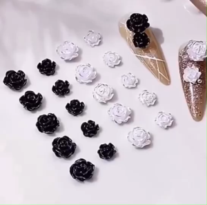 อะไหล่ดอกกุหลาบตกแต่งหน้าเล็บ 1 ถุง มี 50 ชิ้น สินค้าพร้อมส่ง