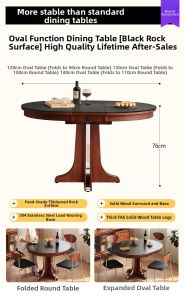 Antique Style Retractable Round Dining Table
