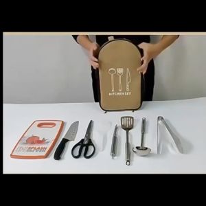 ชุดเครื่องครัวที่มีความงามในการผู้ที่มีการสวมกับการทำอาหาร พกพา เสนอ 9 ชิ้น กิจกรรมกลางแจ้ง อุปกรณ์ทำอาหาร ปิคนิค รวมถึงกระเป๋า 3 สี สามารถใช้��