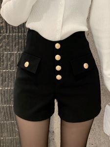 กางเกงขาสั้นผู้หญิงเอวสูง กางเกงขายาวทรงเอเข้ารูป ทรงหลวม กางเกงขาสั้นลำลอง แฟชั่นฤดูใบไม้ร่วง/ฤดูหนาว ดีไซน์ใหม่