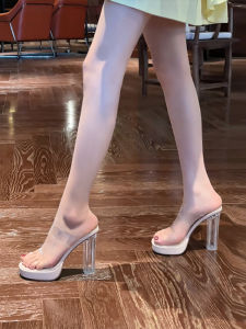Transparent High Heels Womens Platform Sandals for Summer 2024 New Arrival with Chunky Heel Outwear Small Size Sandals