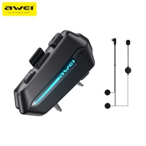 Awei VS-1 Motorcyle Intercom Bluetooth Helmet Hard Mic IPX6 Wateproof Long Battery Life HD Sound