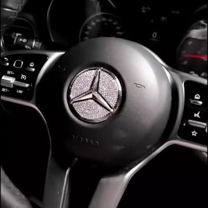 Sticker Dekorasi Stir Mobil Aksen Berlian Imitasi 3D