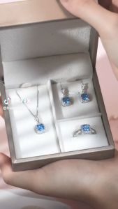 Bộ Trang Sức Bạc Đá Quý Tổng Hợp Combo Bộ 3 Món Nữ Trang Bạc Xi Vàng Trắng Cao Cấp - BDM2305 - Bảo Ngọc Jewelry