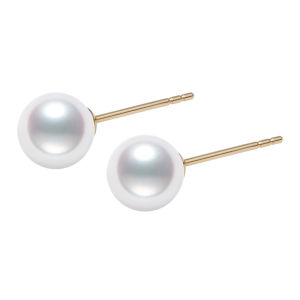 Elegant Simple Freshwater Pearl 18k Gold Stud Earrings