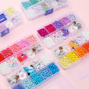 870Pcs/Box Mixed Colorful Czech Glass Beads Acrylic Beads Kit Set For Jewelry Making DIY Charm Bracelet Keychain Phone Chain Crafts Accessories