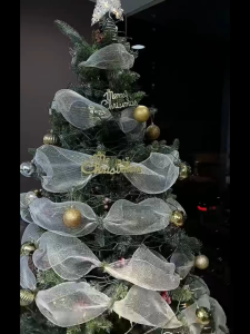 10 Yards Christmas Mesh Ribbon for Wreaths Foil Decorative Mesh Rolls For DIY Christmas Tree Decor