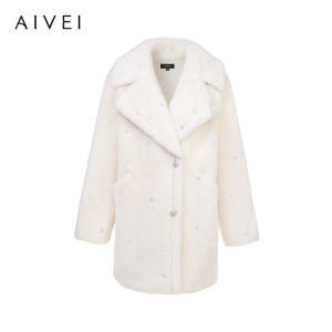 AIVEI | Young Autumn Teddy Wool Mid-long Studded Fur Coat