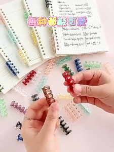 Buy 20 get 20 5Holes Loose-leaf DIY Binding Strip Ring Plastic Binder Detachable School Supplies Buckle Stationery