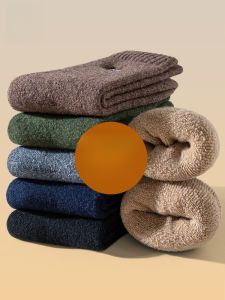 miiow | Thickened Woolen Mens Socks Mid-calf Fleece Lined Warm Winter socks Cat Man New 2024 Style Thick Mens Winter Fashion Socks