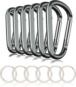 6 Chiếc Kẹp Carabiner Nhôm Màu Đen Với Hình Dạng Vòng D Và 6 Chiếc Móc Khóa Phụ Kiện Leo Núi Carabeaner