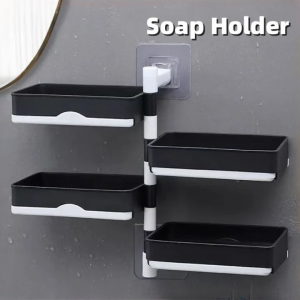 Rotating Soap Box Rack Thickened Wall Hanging Drain Bathroom Soap Holder Storage Multifunctional Household Shelf