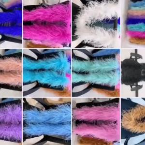6ply 8ply 10ply Ostrich Feathers Boa Trim Purple 2M for Party Dress Clothes Sewing Accessories Fluffy Plumas Shawl Scarf Decor