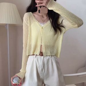Áo Cardigan Mỏng  Phối 1 Khuy Dáng Ngắn Dài Tay - LCXA153