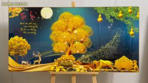 Có video thực tế - Tranh tráng gương 5D cây kim tiền biểu trưng cho tài lộc thu hút tiền tài vận may