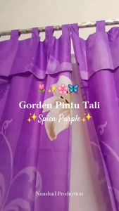 Tirai Gorden 6 Tali 3 Gelombang Berponi Motif Bunga Spica Purple Free Tali Pinggir