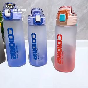 Trend Gradient Color 800ml Sports Water Bottles with Scale Portable Tumbler Leak-Proof BPA Free