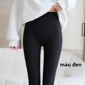 MiiOW | Quần dài lông mèo màu xám dày dặn ấm áp cạp cao ôm vừa vặn mùa thu đông quần dài thường ngày bằng vải polyester