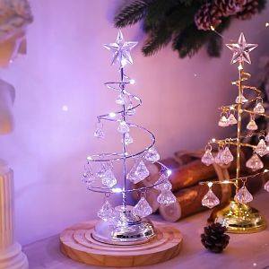 Christmas Decorations Electroplated Wrought Iron Christmas Tree Luminous Crystal Christmas Tree Nightlight Christmas Gift Ornaments