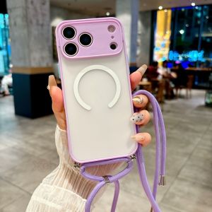 Crossbody Necklace Strap Matte For Magsafe Magnetic Case For iPhone 17 Pro Max 16 15 Plus 14 13 12 11 Camera Protection Cover