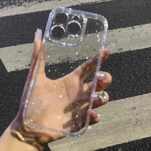 Soft Glitter Transparent Phone Case For iPhone 17 11 12 13 14 15 16 Pro Max 14 15 16 Plus Shockproof Silicone Clear Bumper Cover