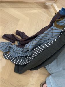 Womens Striped Long Sleeve T-shirt Color Block Style Korean Version Commute Wind Loose Fit Knitted Top for Autumn Season