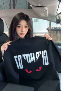 เสื้อยืดคอกลมพิมพ์ลายแมวสีดำ ทรงหลวม สำหรับผู้ชาย เสื้อยืดคอกลมแขนยาวแบบลำลอง สไตล์ฤดูใบไม้ผลิและฤดูใบไม้ร่วง