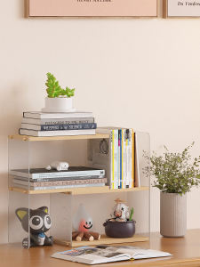 Acrylic Transparent Bookshelf Desktop Organizer Simple Document Storage Rack Home Office Supplies Small Desk Arrangement