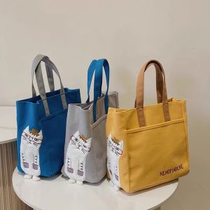 กระเป๋าใส่ข้าวกล่องผ้าแคนวาสสำหรับใส่ของใช้ในชีวิตประจำวันที่ทนทานและมีสไตล์สำหรับผู้ชายและผู้หญิงในออฟฟิศ