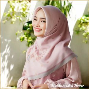 Hijab Voal Motif Premium Laser Cut Jilbab Segiempat Mewah Kekinian Kerudung Segi empat Motif Terbaru Design Malika