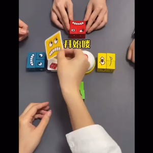 Face Changing Cube Matching Game with 64 Expression Card + Game Bell (Up to 4 players)