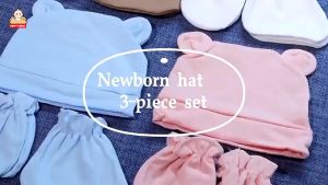 Baby Mitten and Booties Set with Cute Ear Topi Baby Newborn Baby Mittens and Booties Newborn Baby Mitten Baby Beanie Hat