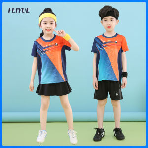 New Badminton Clothing Kids Mens and Womens Breathable Sweat Absorbing Tennis Table Tennis Quick-Drying Sportswear Short Sleeve Suit Printing Summer