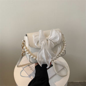 Bows Decorative Small Bag for Women New New Arrival Trendy Pearl Hand Shoulder Bag Elegant Crossbody All-Match Small Square Bag